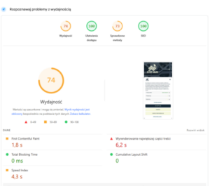Stan początkowy - Mobile 74/100