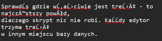 Garbled characters - UTF-8 content read as Windows-1250 (mojibake)
