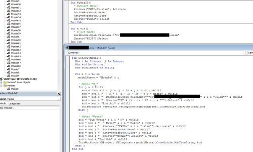 Macros in Excel - records project.